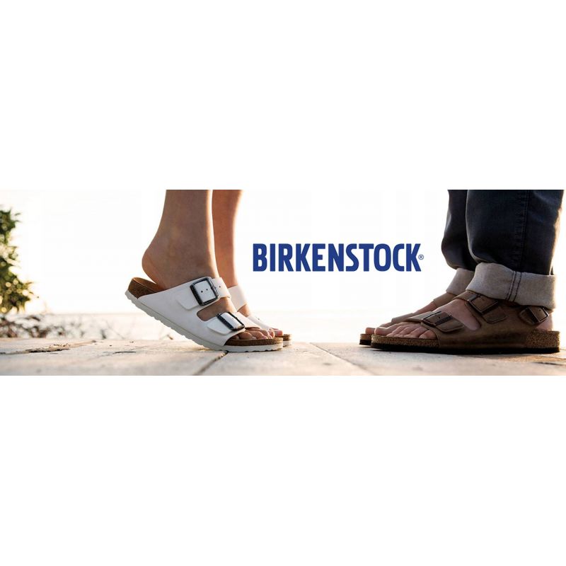 Birkenstock Arizona Birko-Flor Nubuck Stone Regular Wide Gray Women's/Men's Slides (0151211)