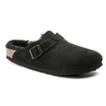 Birkenstock Boston Shearling Black Women's Wool Insulated Clogs in Suede Leather Narrow (0259883)