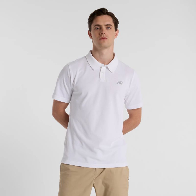 New Balance Cotton Pique Polo Shirt M MT51519WT