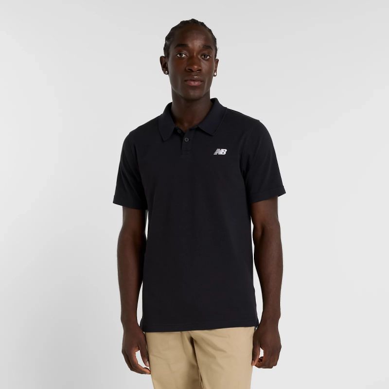 New Balance Cotton Pique Polo Shirt M MT51519BK