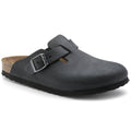 Birkenstock Boston Black women's/men's clogs, oiled leather, narrow slippers (0059463)