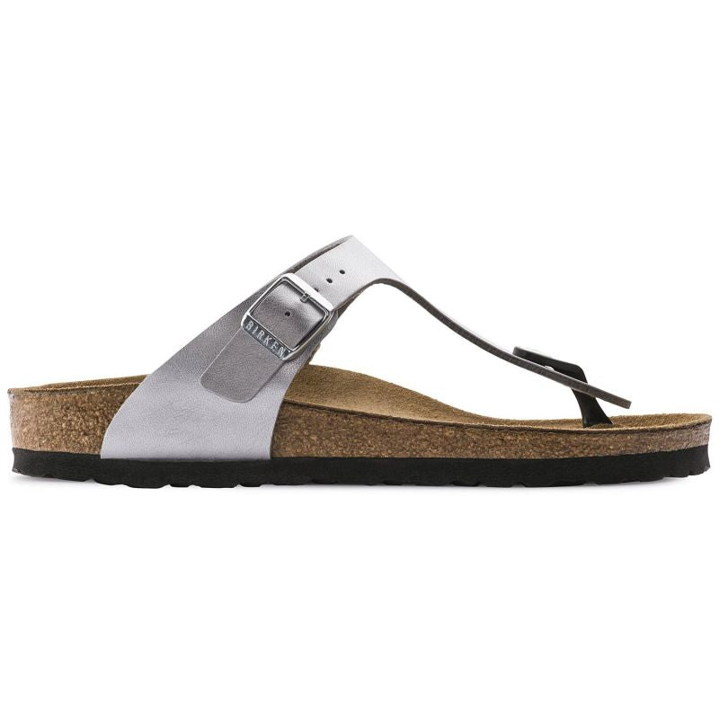 Silver Birkenstock Gizeh Birko-Flor narrow women's  (0043853)