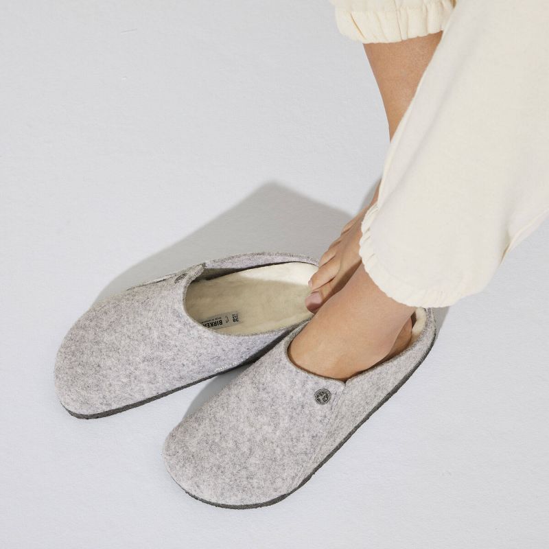 Birkenstock Zermatt Light Gray Wool Felt Insulated Men's/Women's Slippers Regular Wide (1015092)