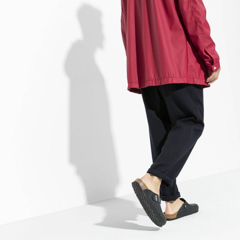 Birkenstock Boston Black women's/men's clogs, oiled leather, narrow slippers (0059463)