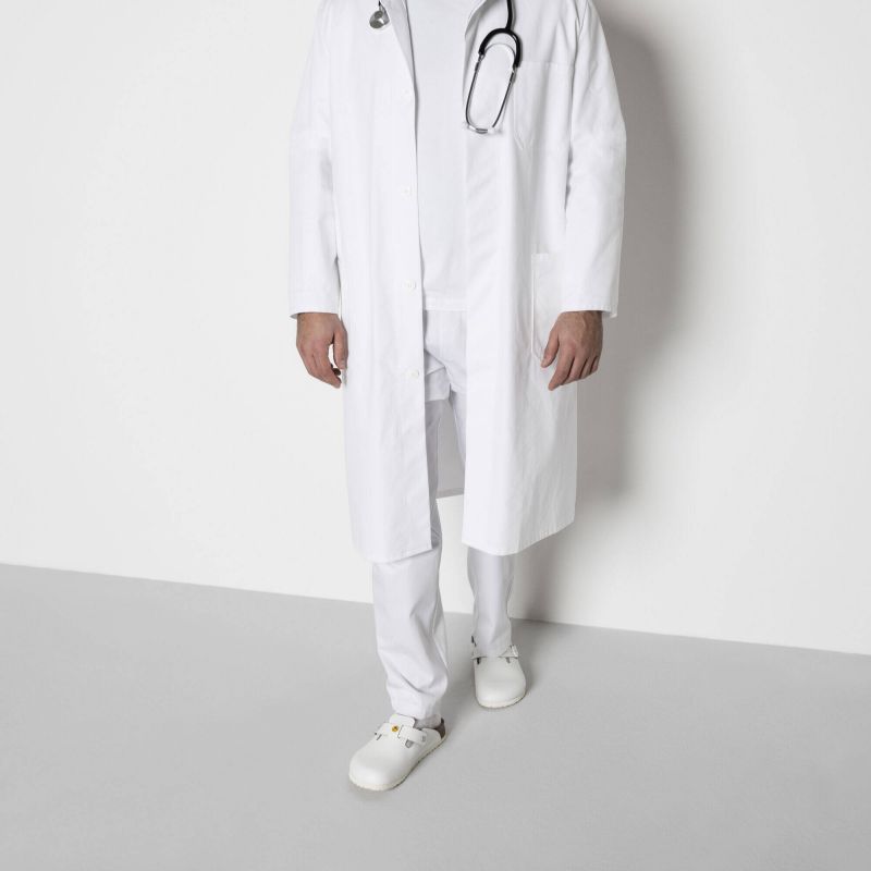 Birkenstock Boston ESD White women's clogs, natural leather, narrow medical slippers (0061378)